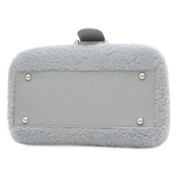 Delvaux Brillon Mini Shearling Handbag Ice Gray *Shoulder missing - Picture 8 of 9